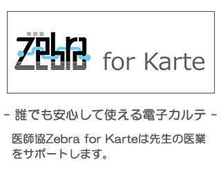 電子カルテ 医師協Zebra for Karteは先生の医業をサポートします。